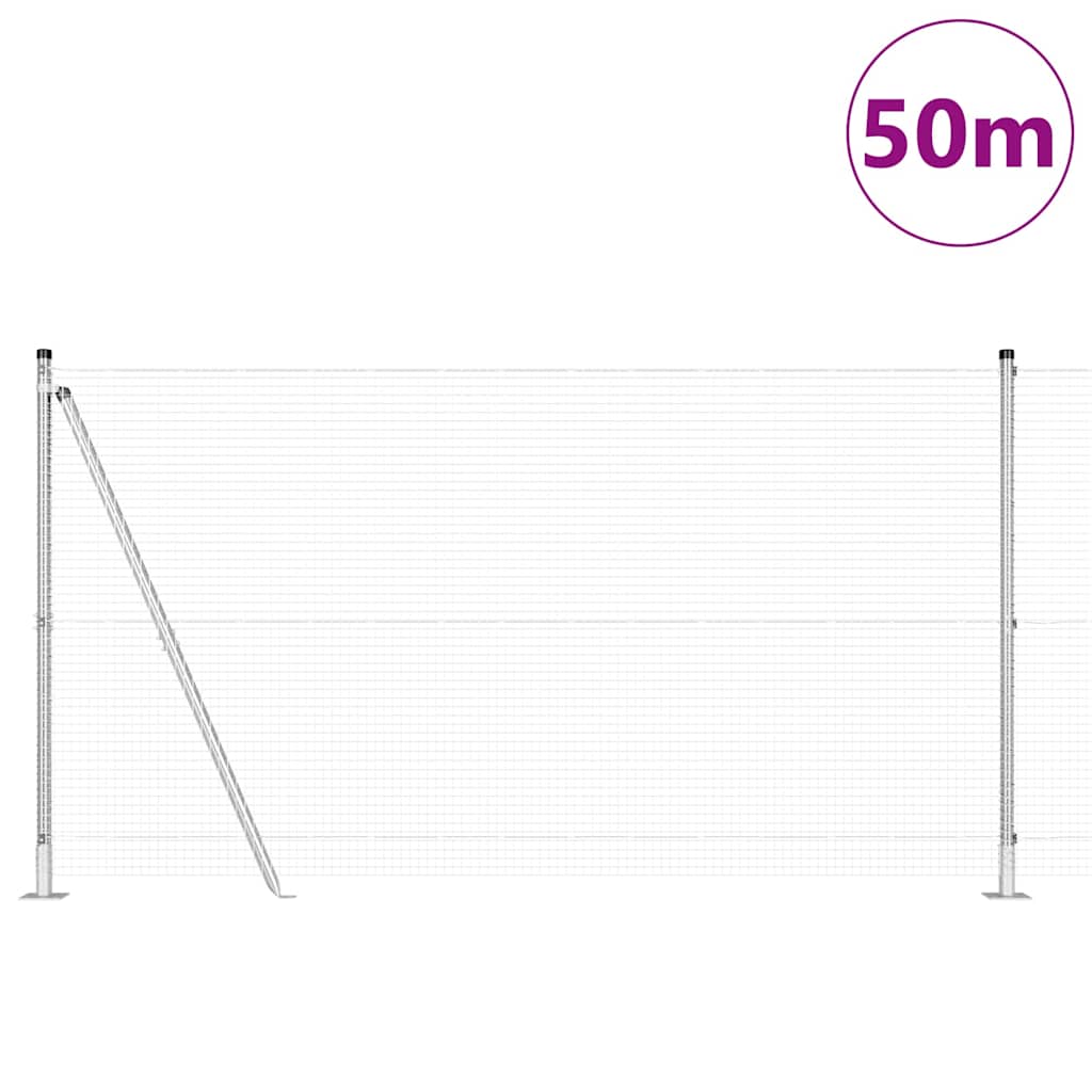 vidaXL Zaunpfosten Silber 50 x 1,2 m (19 x 19 mm Netz) Stahl