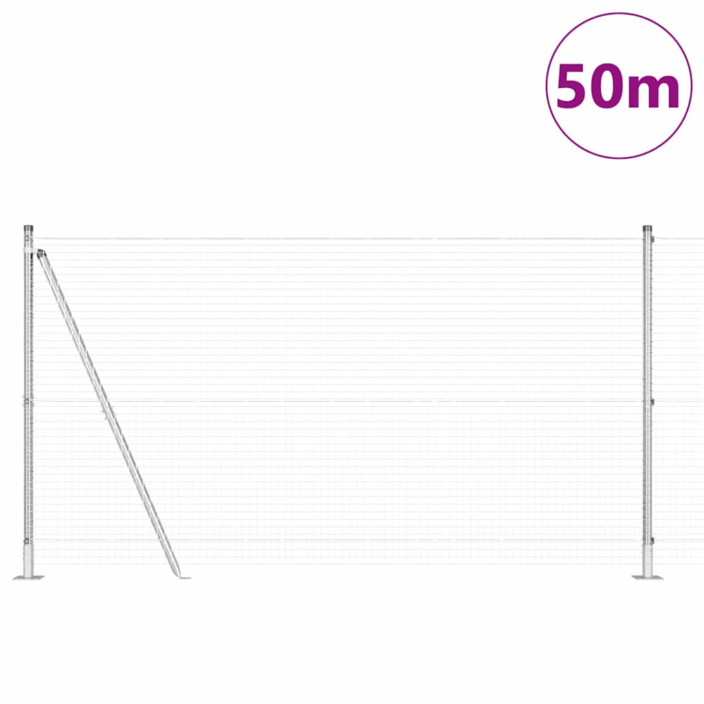 vidaXL Zaunpfosten Silber 50 x 1,2 m (25 x 25 mm Gitter) Stahl