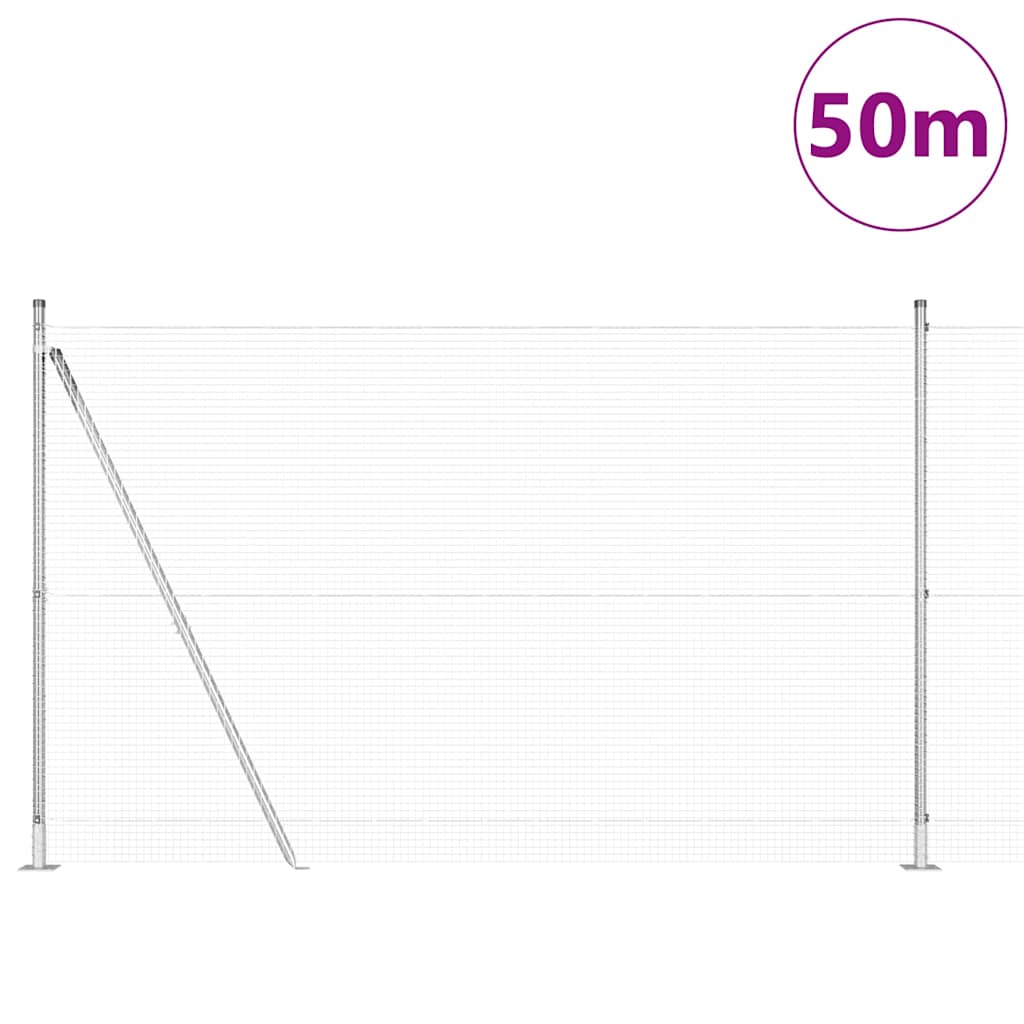 vidaXL Zaunpfosten Silber 50 x 1,5 m (19 x 19 mm Mesh) Stahl
