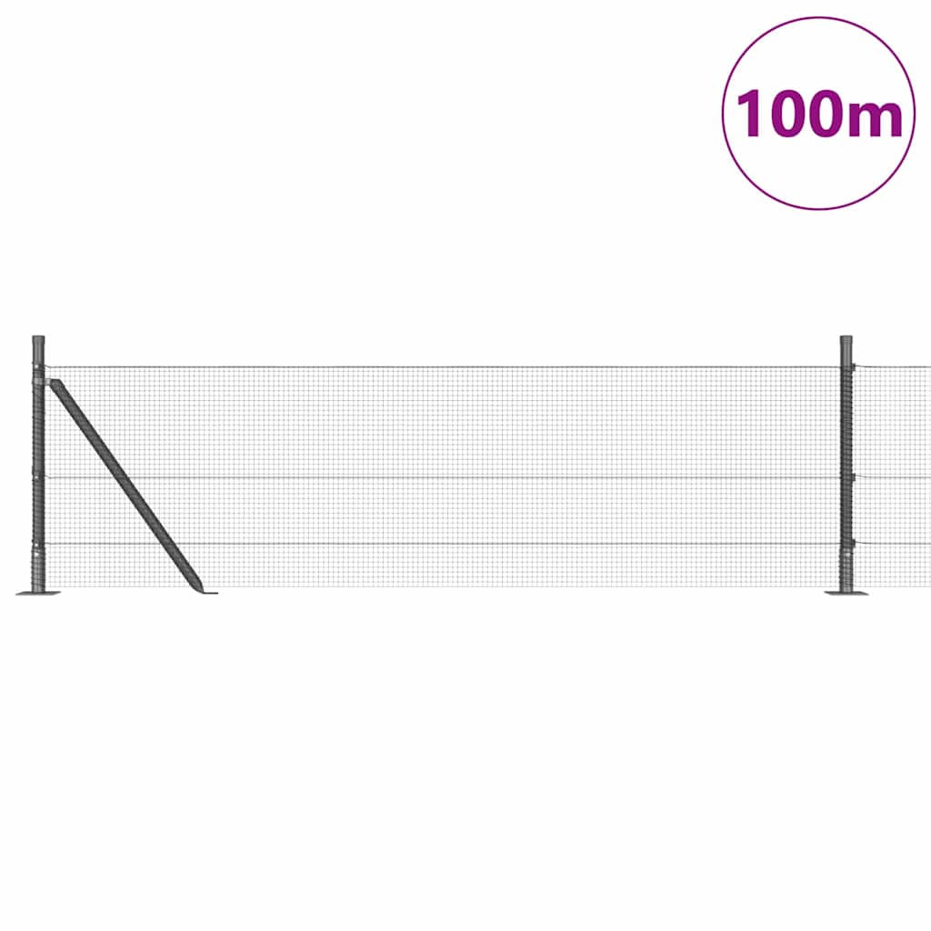 vidaXL Zaunpfosten Silber 100 x 0,5 m (12 x 12 mm Maschen) Stahl
