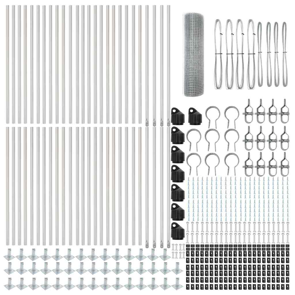 vidaXL Zaunpfosten Silber 100 x 0,6 m (16 x 16 mm Maschenweite) Stahl