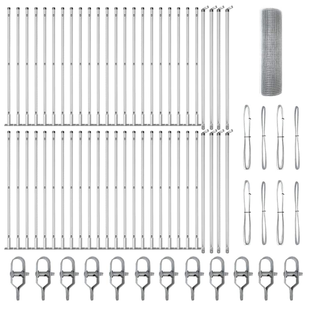 Zaunpfosten Silber 100 x 0,8 m (16 x 16 mm Netz) Stahl