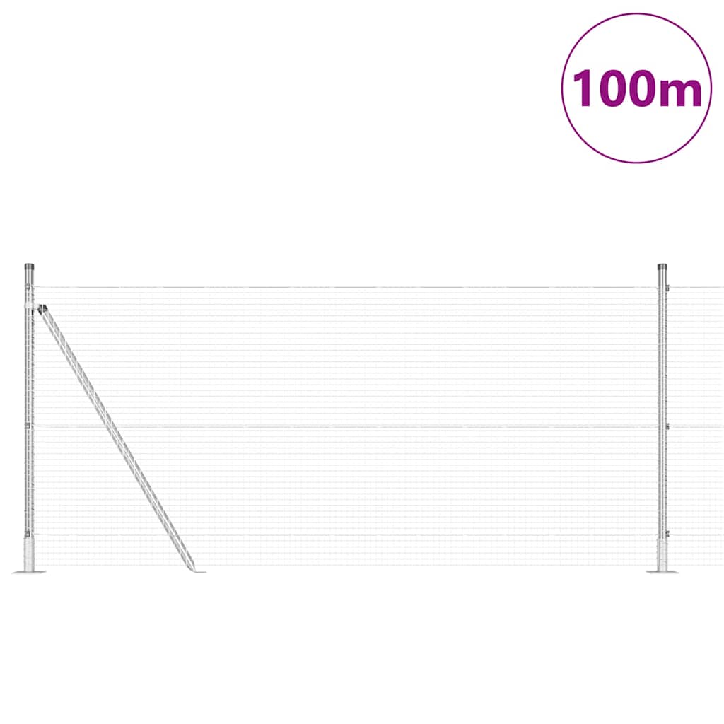 Zaunpfosten Silber 100 x 0,8 m (16 x 16 mm Netz) Stahl