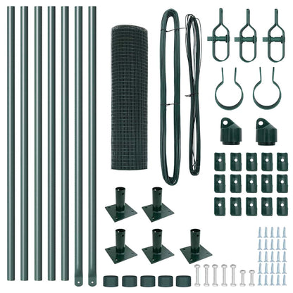 Zaunpfosten Grün 10 x 0,4 m (12 x 12 mm Maschen) Stahl und PVC