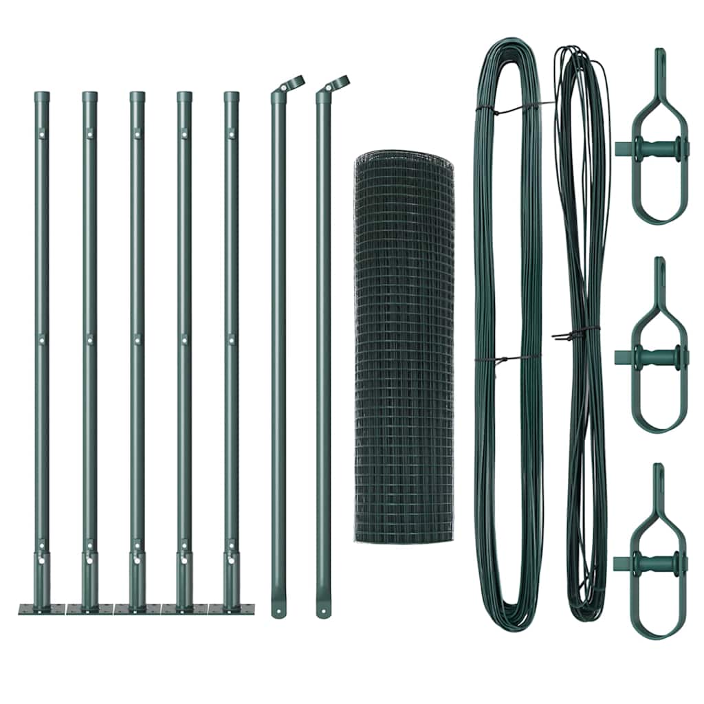 vidaXL Zaunpfosten Grün 10 x 0,6 m (16 x 16 mm Netz) Stahl und PVC