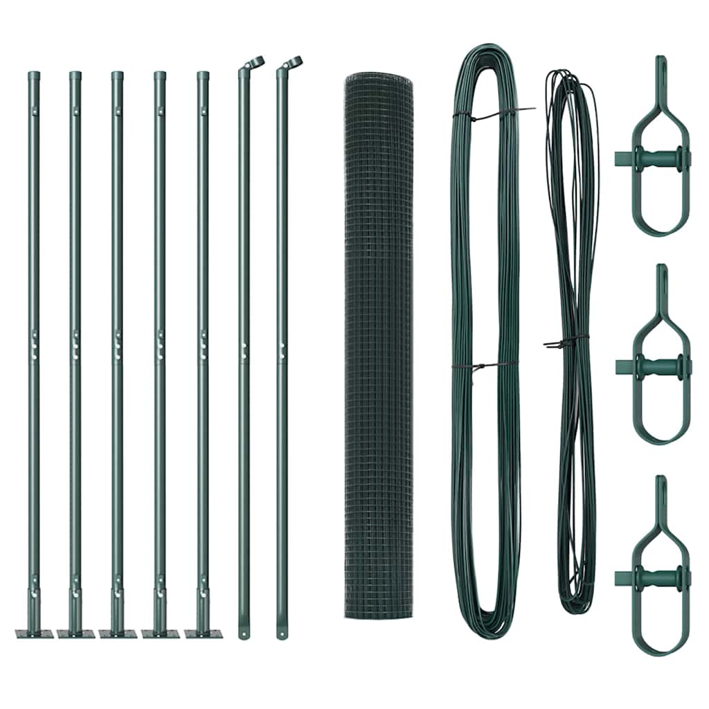 vidaXL Zaunpfosten Grün 10 x 0,8 m (16 x 16 mm Draht) Stahl und PVC