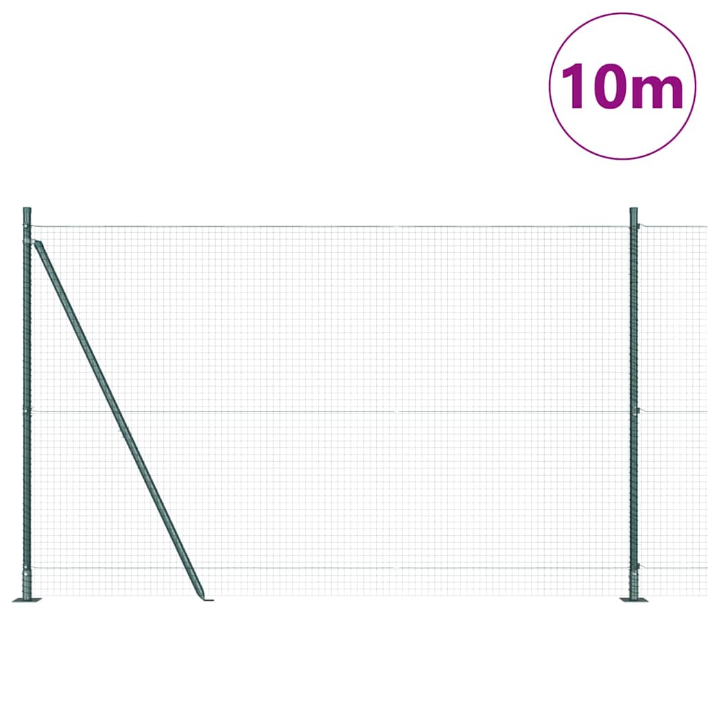 vidaXL Zaunpfosten Grün 10 x 1,4 m (25 x 25 mm Netz) Stahl und PVC