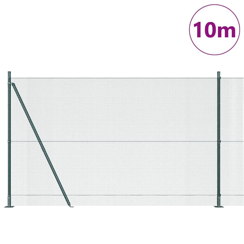 vidaXL Zaunpfosten Grün 10 x 1,5 m (12 x 12 mm Maschenweite) Stahl