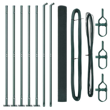 vidaXL Zaunpfosten Grün 10 x 1,5 m (16 x 16 mm Gitter) Stahl und PVC