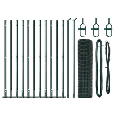 vidaXL Zaunpfosten Grün 25 x 0,4 m (12 x 12 mm Maschen) Stahl und PVC