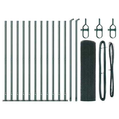 vidaXL Zaunpfosten Grün 25 x 0,4 m (19 x 19 mm Masche) Stahl und PVC