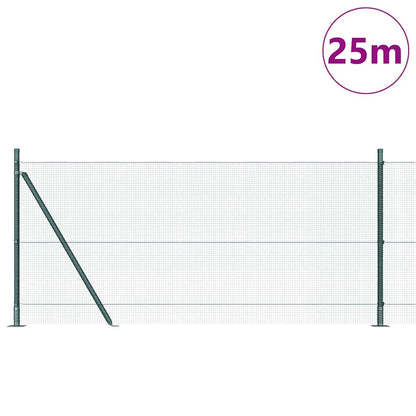 vidaXL Zaunpfosten Grün 25 x 0,8 m (12 x 12 mm Mesh) Stahl und PVC