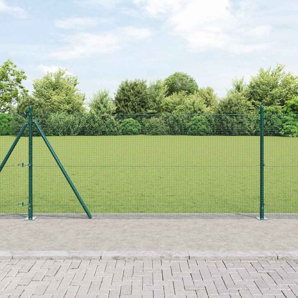 vidaXL Zaunpfosten Grün 25 x 0,8 m (16 x 16 mm Netz) Stahl und PVC