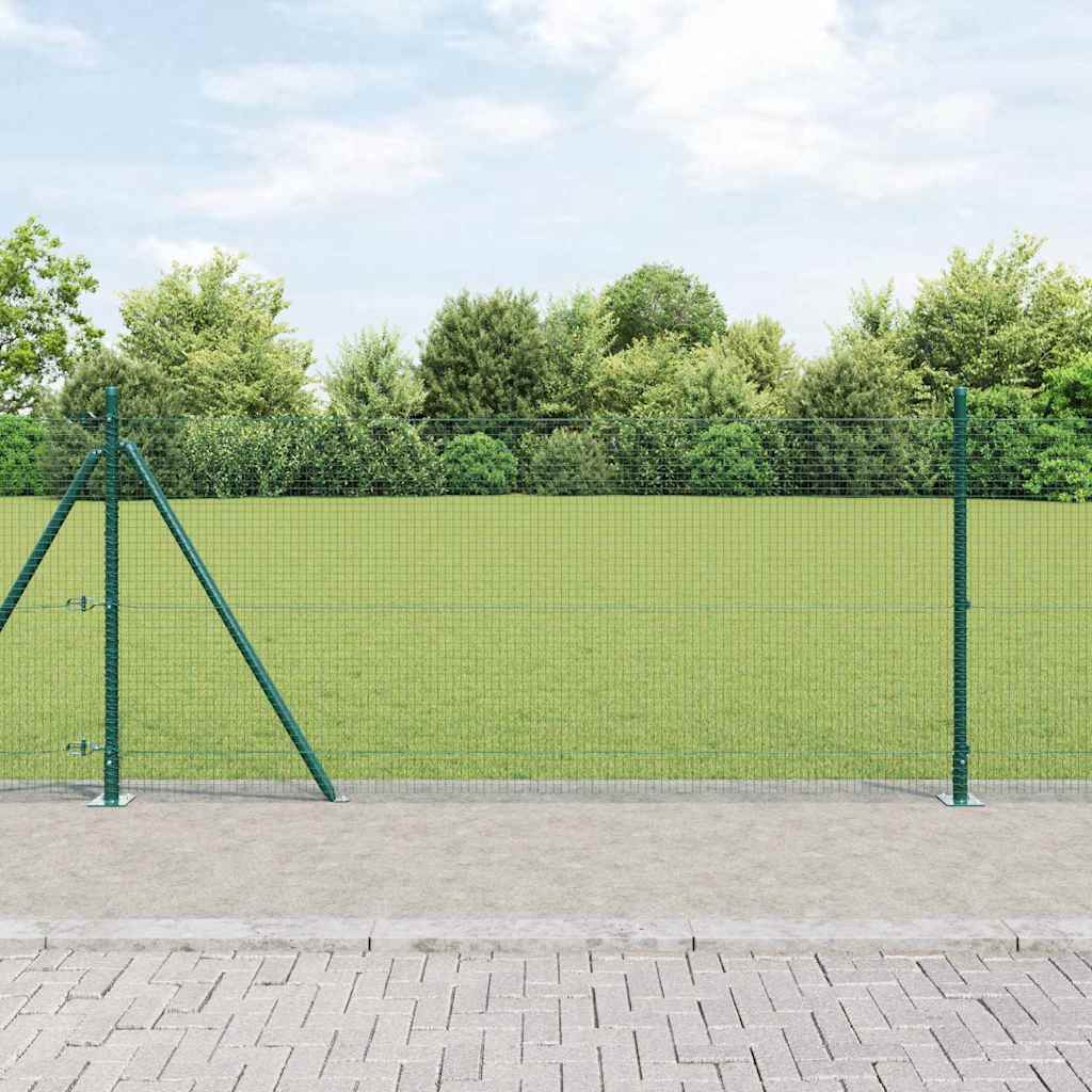 vidaXL Zaunpfosten Grün 25 x 0,8 m (19 x 19 mm Masche) Stahl und PVC