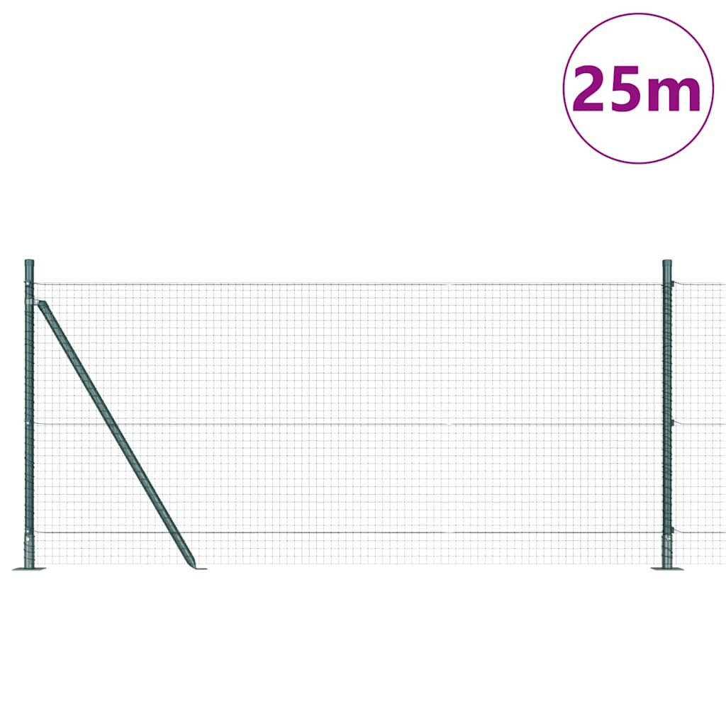vidaXL Zaunpfosten Grün 25 x 0,8 m (25 x 25 mm Mesh) Stahl und PVC