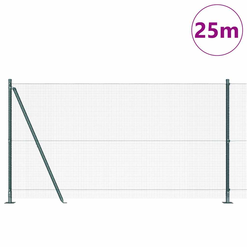 vidaXL Zaunpfosten Grün 25 x 1,2 m (16 x 16 mm Maschen) Stahl und PVC
