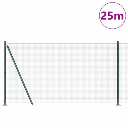 vidaXL Zaunpfosten Grün 25 x 1,2 m (16 x 16 mm Maschen) Stahl und PVC