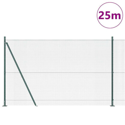 vidaXL Poteau de clôture vert 25 x 1,4 m (maille 19 x 19 mm) acier et PVC