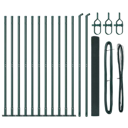 vidaXL Poteau de clôture vert 25 x 1,6 m (maille 16 x 16 mm) en acier et PVC