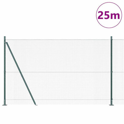 vidaXL Poteau de clôture vert 25 x 1,6 m (maille 16 x 16 mm) en acier et PVC