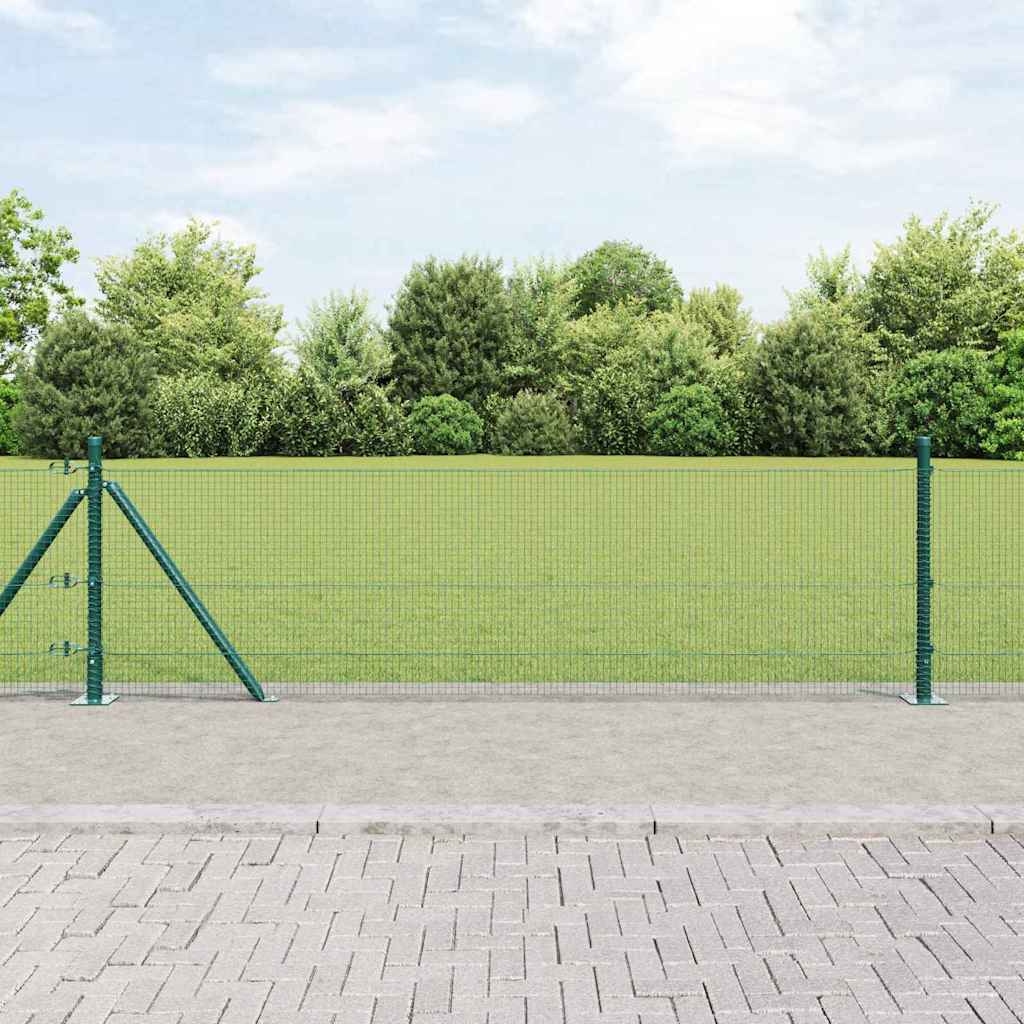 vidaXL Zaunpfosten Grün 50 x 0,4 m (16 x 16 mm Netz) Stahl und PVC