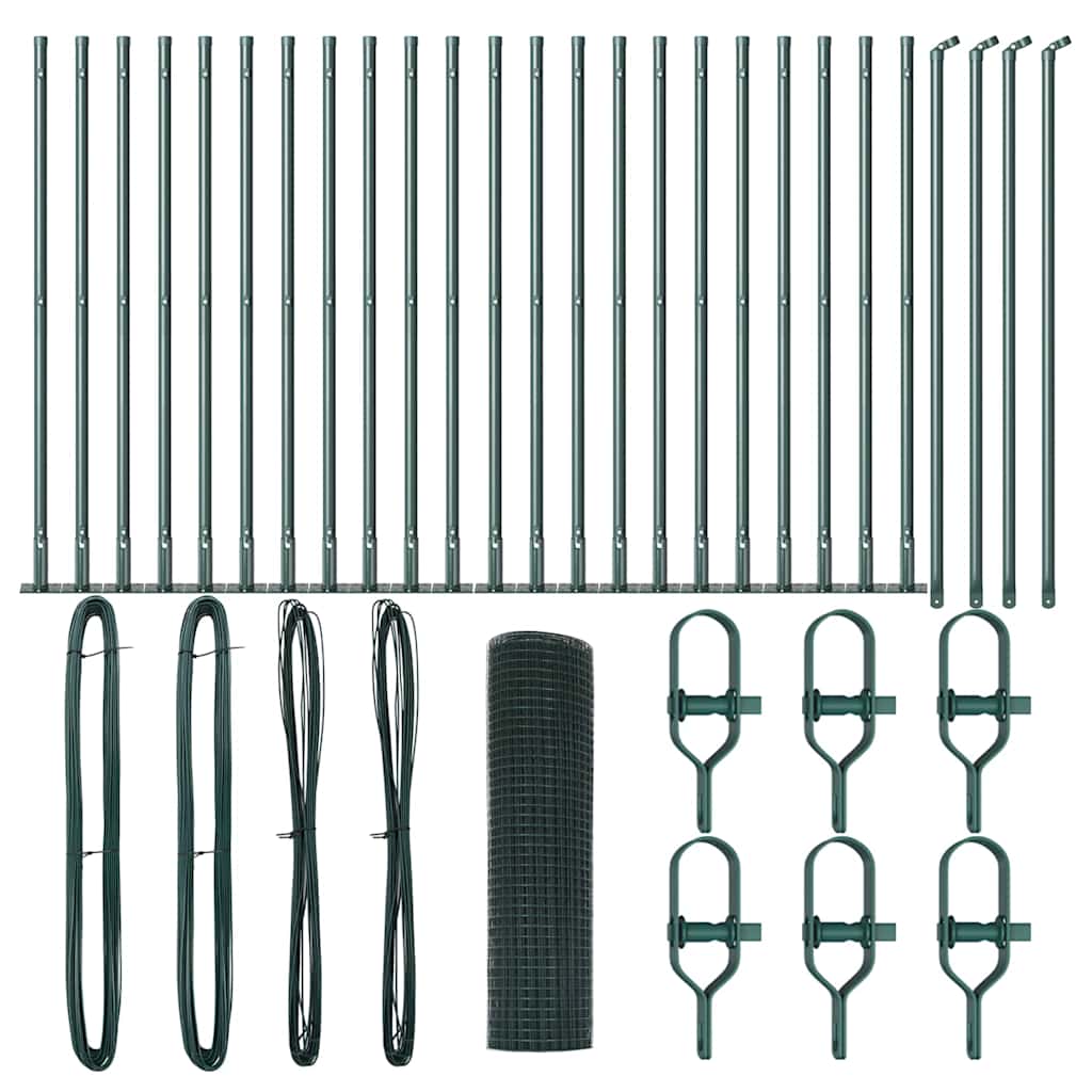 vidaXL Zaunpfosten Grün 50 x 1 m (19 x 19 mm Maschen) Stahl und PVC