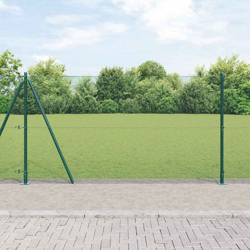 Zaunpfosten Grün 50 x 1,2 m (12 x 12 mm Maschen) Stahl und PVC