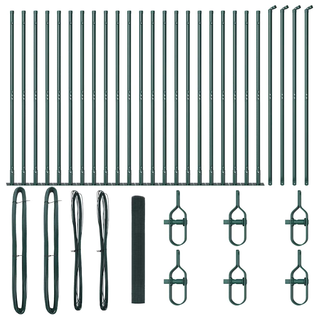 vidaXL Poteau de clôture vert 50 x 1,2 m (treillis 16 x 16 mm) acier et PVC