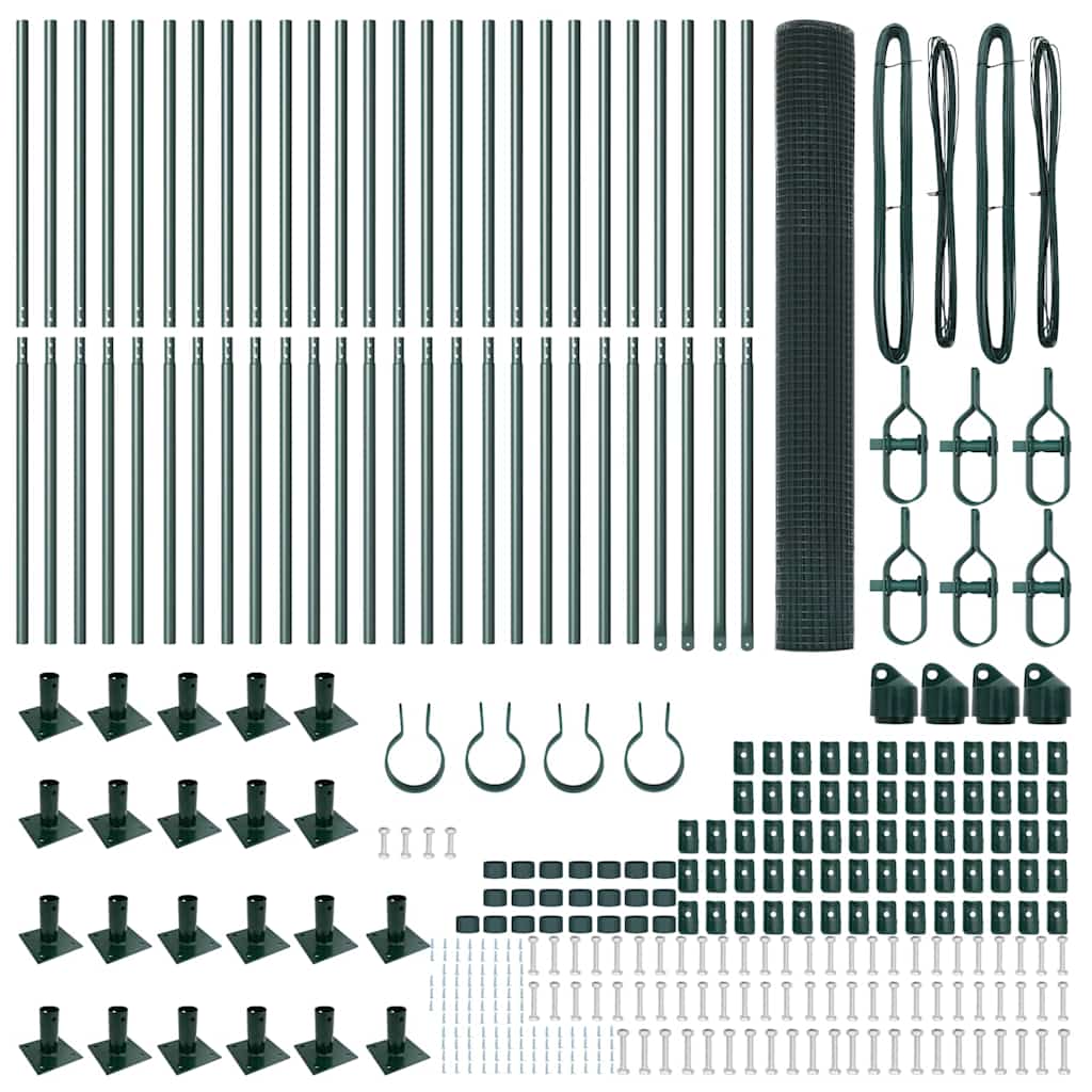 vidaXL Poteau de clôture vert 50 x 1,2 m (treillis 19 x 19 mm) Acier et PVC