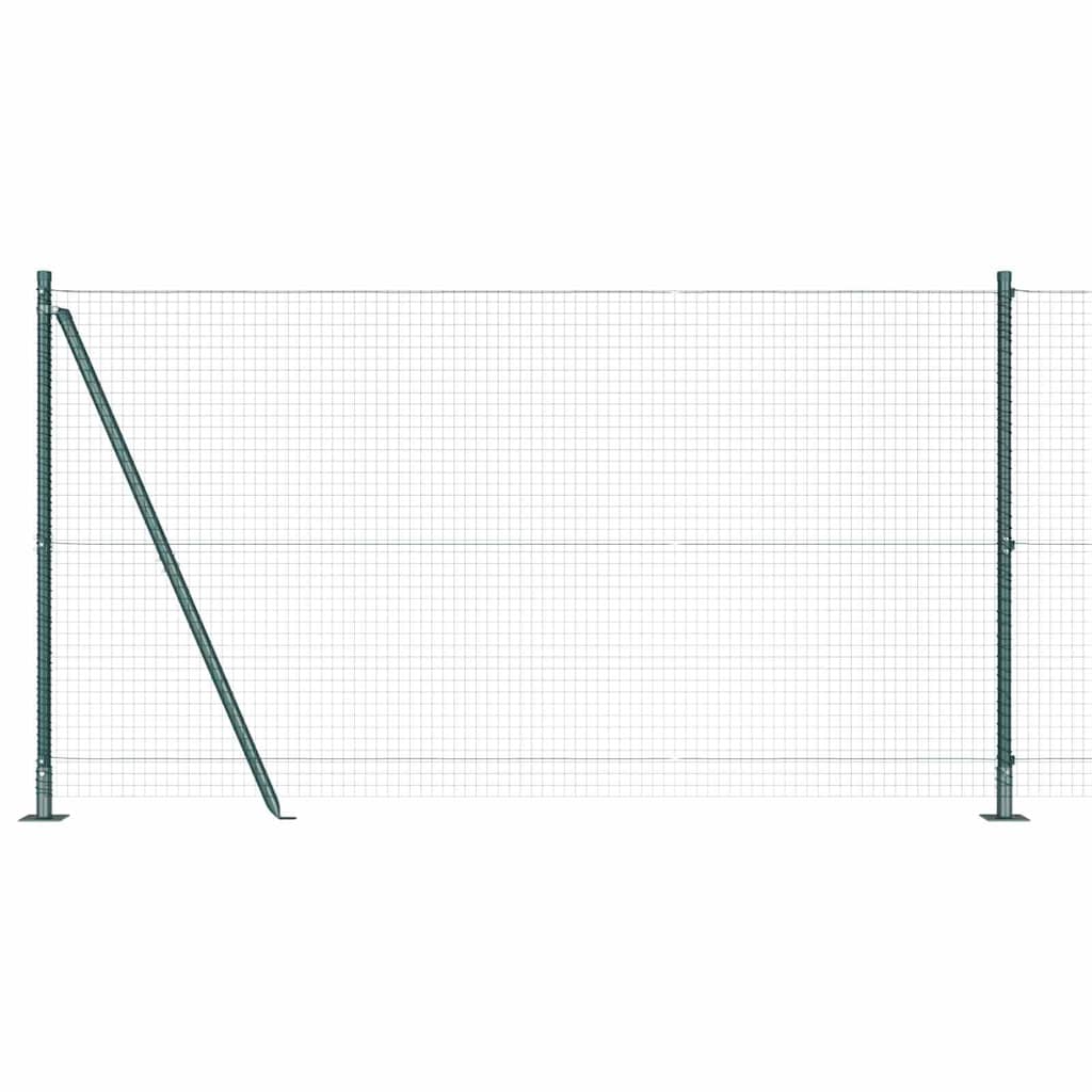 vidaXL Poteau de clôture vert 50 x 1,2 m (treillis 25 x 25 mm) Acier et PVC
