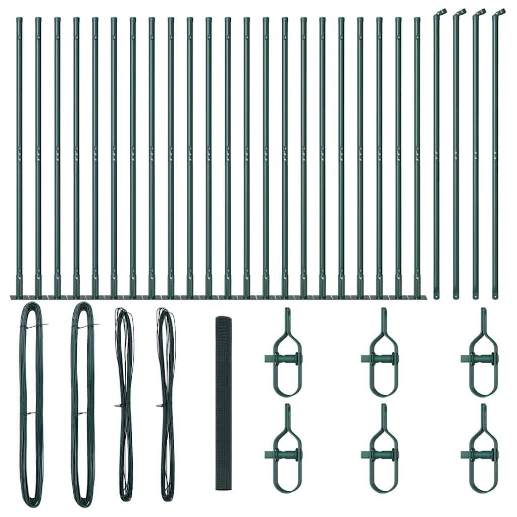 vidaXL Poteau de clôture vert 50 x 1,4 m (treillis 16 x 16 mm) acier et PVC