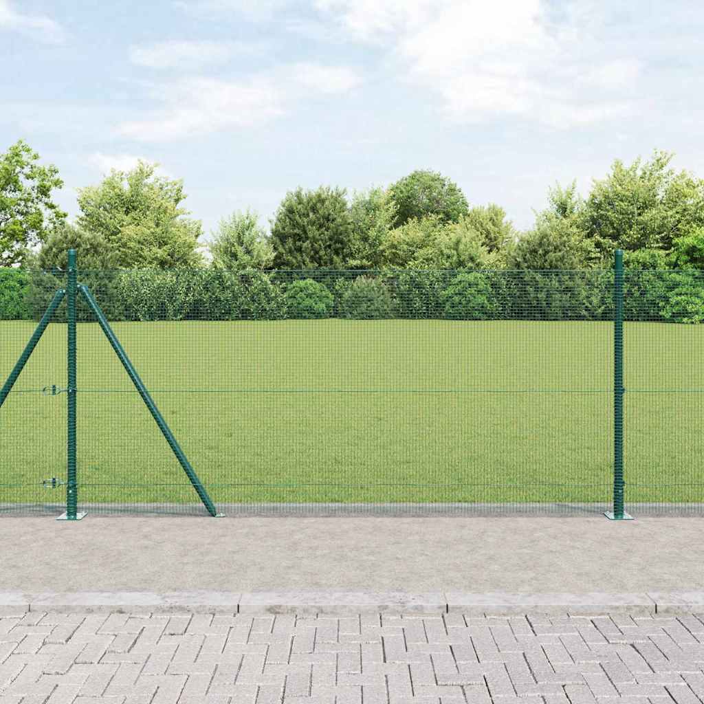 Zaunpfosten Grün 100 x 0,8 m (12 x 12 mm Maschen) Stahl und PVC