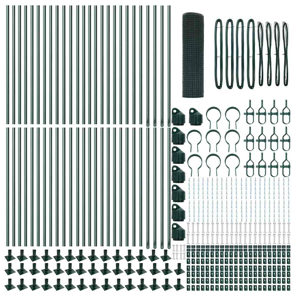 Zaunpfosten Grün 100 x 0,8 m (12 x 12 mm Maschen) Stahl und PVC