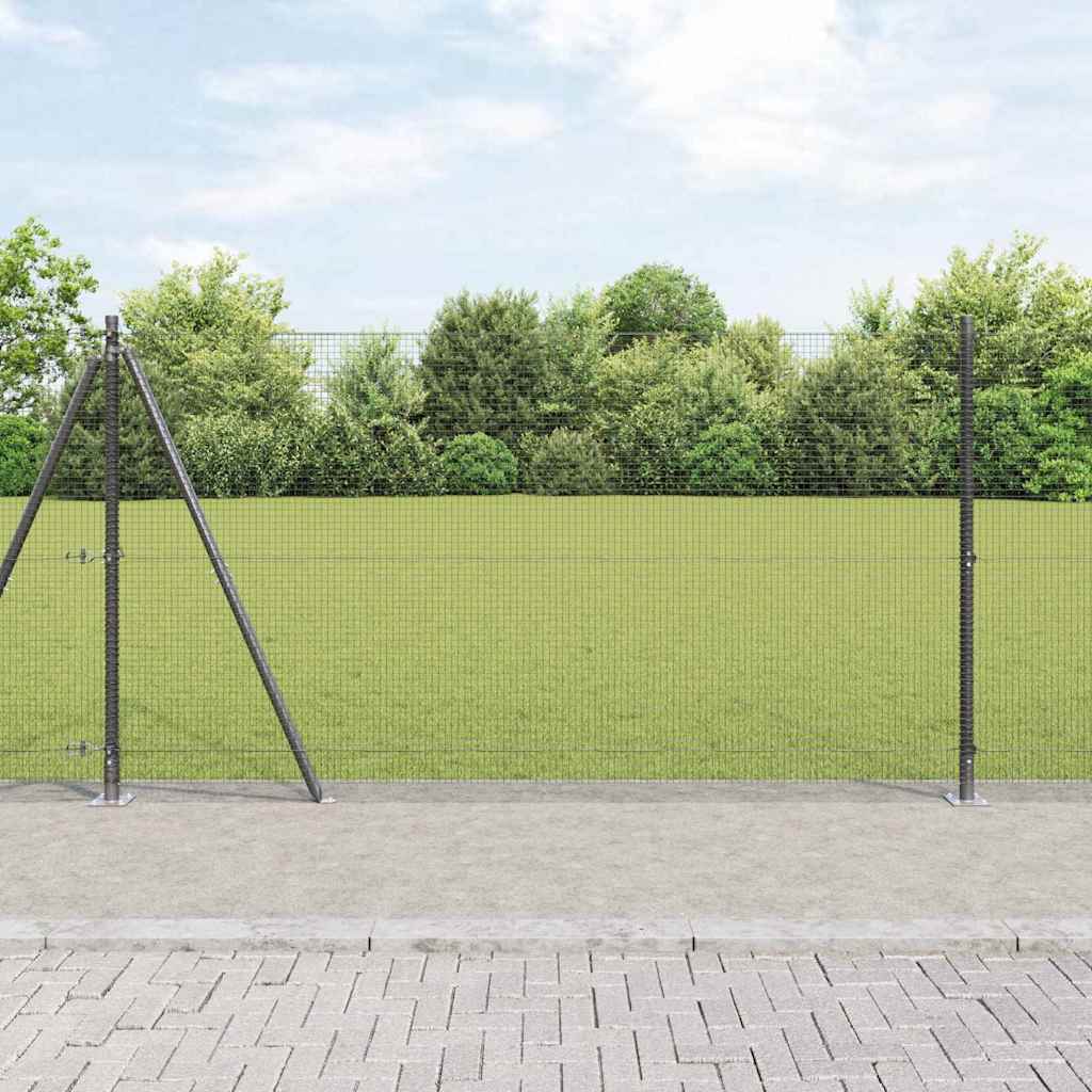 vidaXL Zaunpfosten Grau 10 x 1,2 m (16 x 16 mm Netz) Stahl und PVC