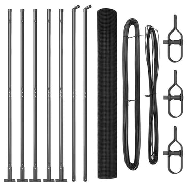 vidaXL Zaunpfosten Grau 10 x 1,4 m (16 x 16 mm Maschen) Stahl und PVC