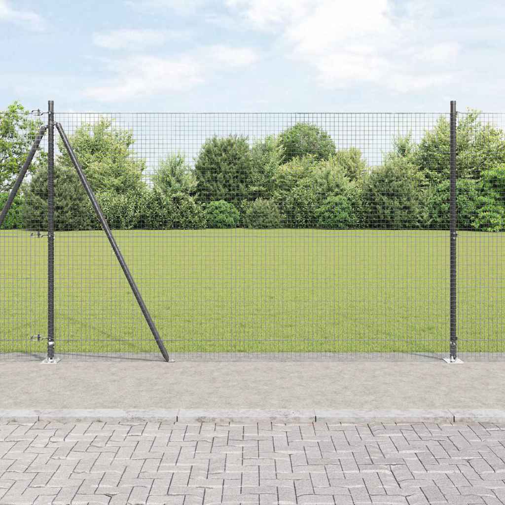 vidaXL Zaunpfosten Grau 10 x 1,4 m (25 x 25 mm Netz) Stahl und PVC