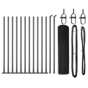 vidaXL Zaunpfosten Grau 25 x 0,4 m (16 x 16 mm Masche) Stahl und PVC
