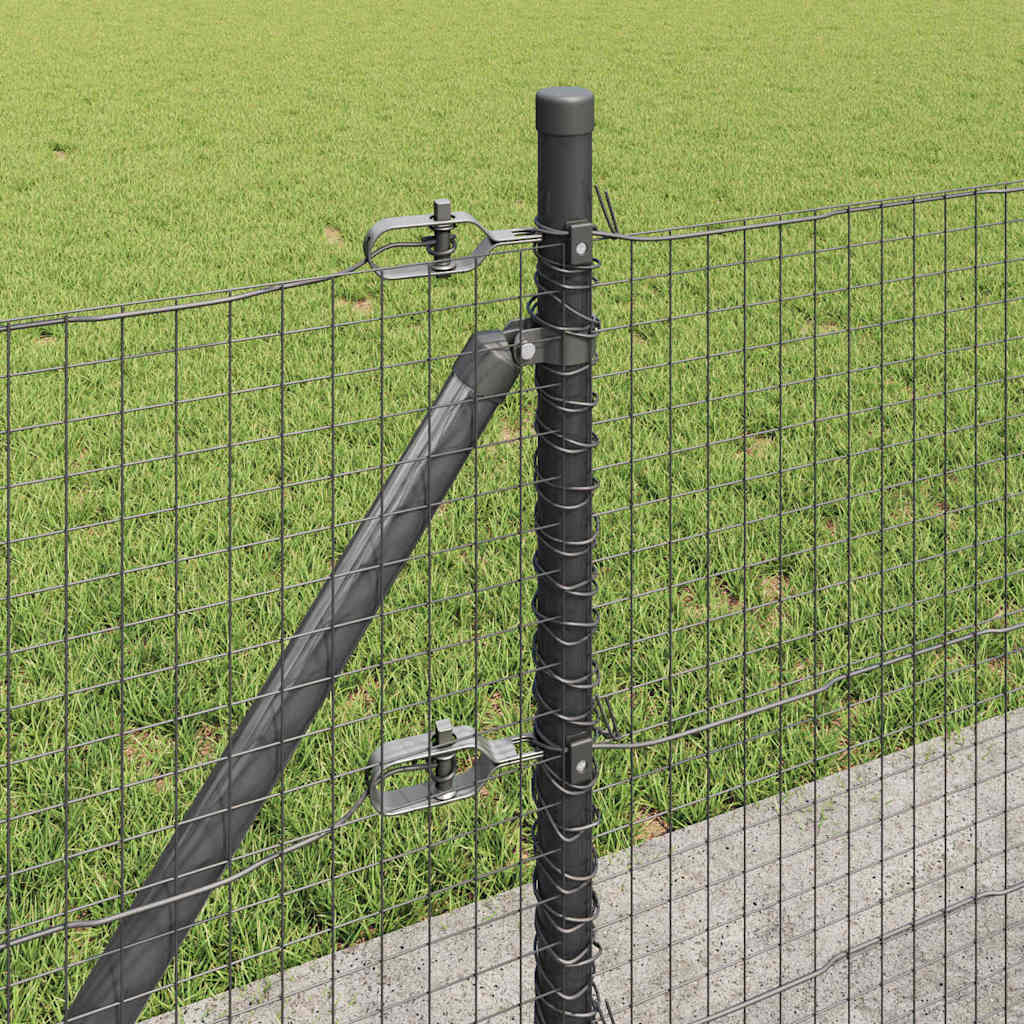 vidaXL Zaunpfosten Grau 25 x 0,4 m (25 x 25 mm Netz) Stahl und PVC