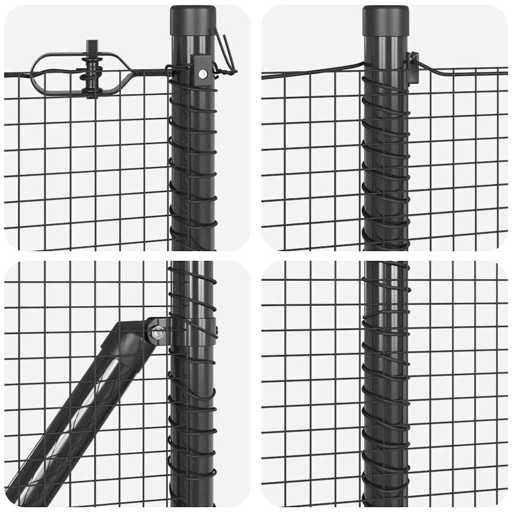 vidaXL Zaunpfosten Grau 25 x 0,5 m (16 x 16 mm Netz) Stahl
