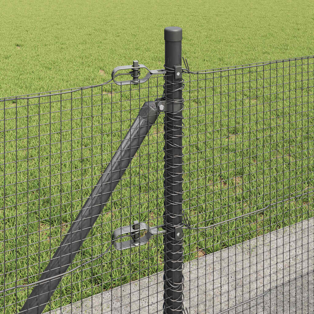 vidaXL Zaunpfosten Grau 25 x 0,6 m (16 x 16 mm Draht) Stahl und PVC