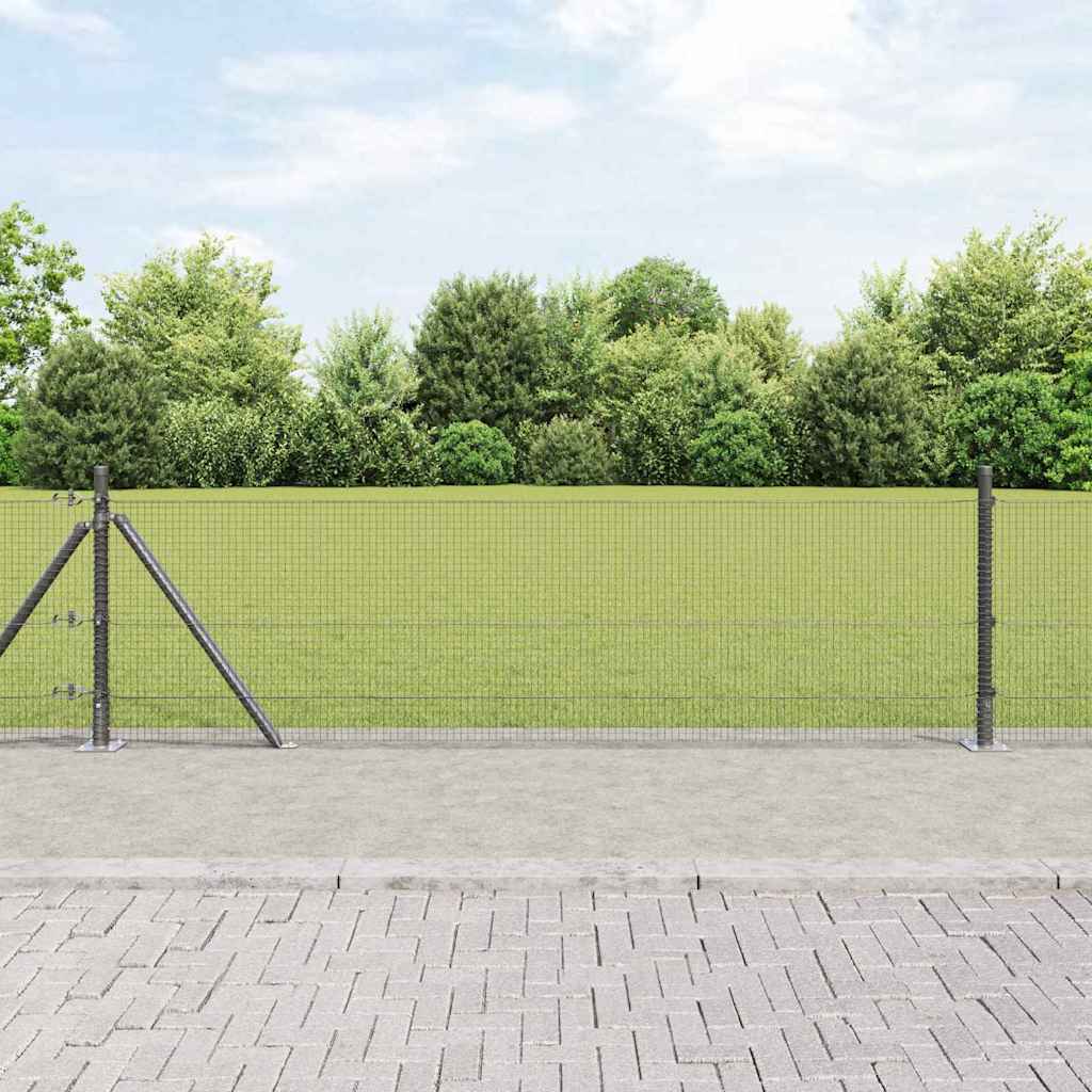 vidaXL Zaunpfosten Grau 25 x 0,6 m (16 x 16 mm Draht) Stahl und PVC