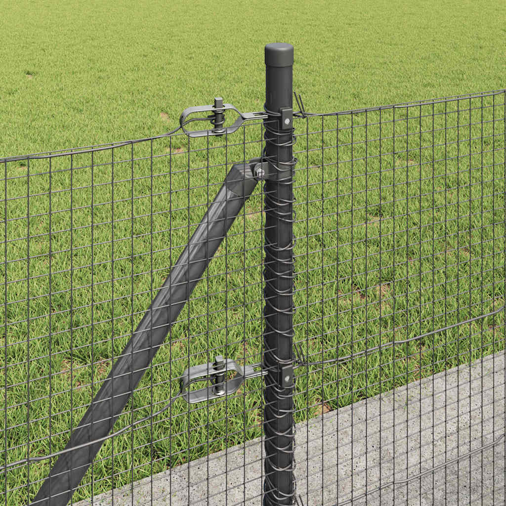 vidaXL Zaunpfosten Grau 25 x 0,6 m (19 x 19 mm Maschen) Stahl und PVC