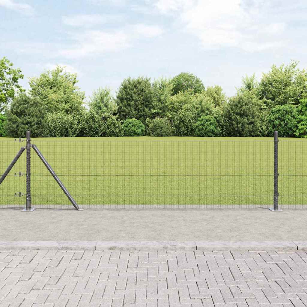 vidaXL Zaunpfosten Grau 25 x 0,6 m (19 x 19 mm Maschen) Stahl und PVC