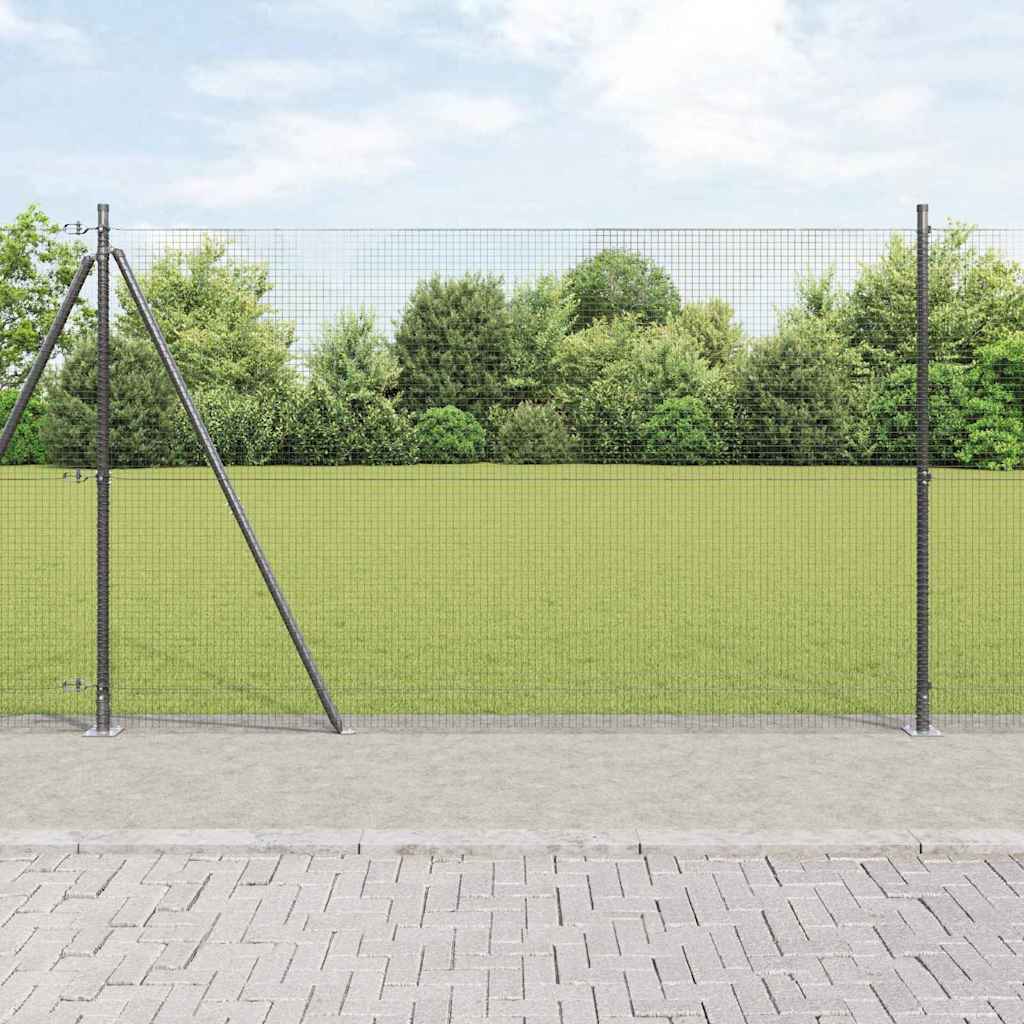 vidaXL Zaunpfosten Grau 25 x 1,5 m (19 x 19 mm Masche) Stahl