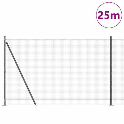 vidaXL Zaunpfosten Grau 25 x 1,6 m (25 x 25 mm Gitter) Stahl und PVC