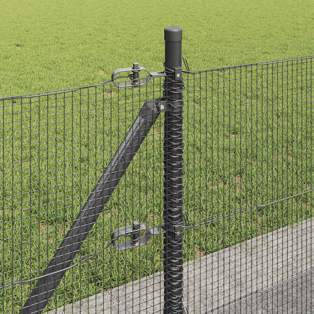 vidaXL Zaunpfosten Grau 50 x 0,4 m (12 x 12 mm Maschen) Stahl und PVC