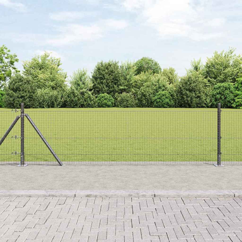 vidaXL Zaunpfosten Grau 50 x 0,5 m (25 x 25 mm Netz) Stahl und PVC