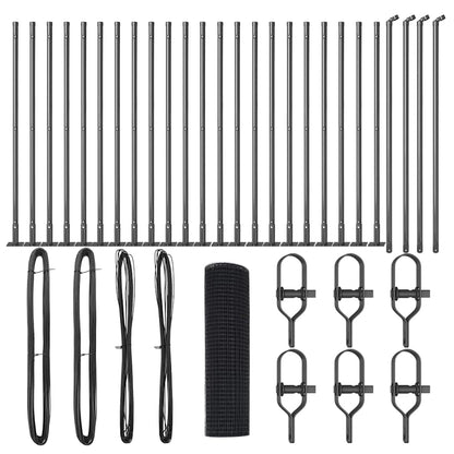 Zaunpfosten Grau 50 x 0,8 m (12 x 12 mm Maschen) Stahl und PVC