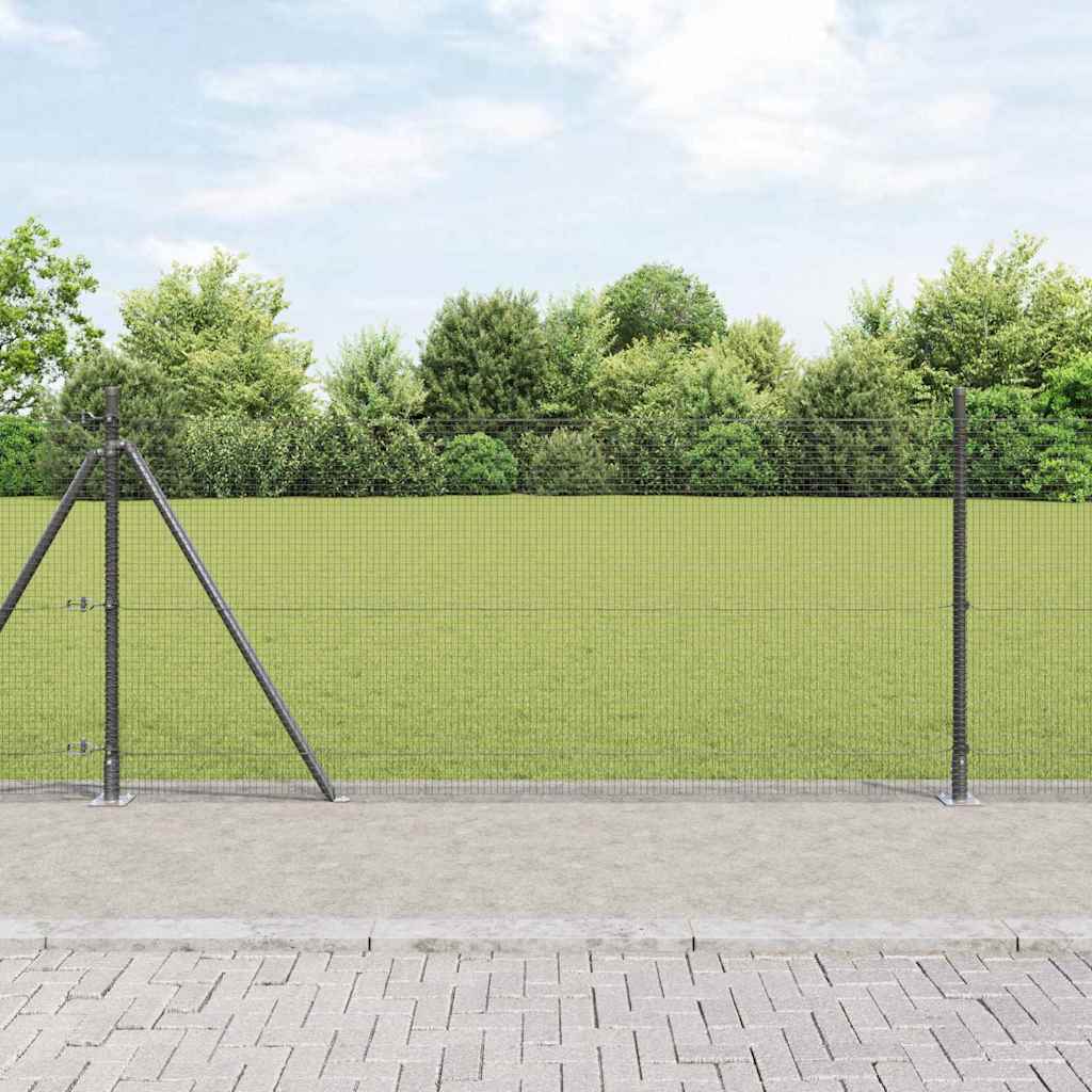 vidaXL Zaunpfosten Grau 50 x 0,8 m (16 x 16 mm Maschen) Stahl und PVC