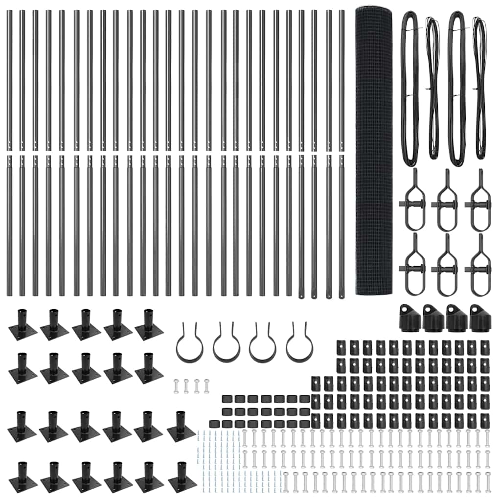 vidaXL Zaunpfosten Grau 50 x 1,2 m (19 x 19 mm Netz) Stahl und PVC
